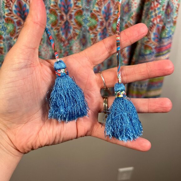 Sundance Andalusia Peasant Top Size Medium Split Neck Boho Tassels Bell Sleeves - Picture 6 of 9